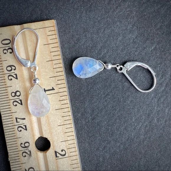 Moonstone Lever Back Earrings Dangle earrings Handmade jewelry for women - Picture 2 of 5